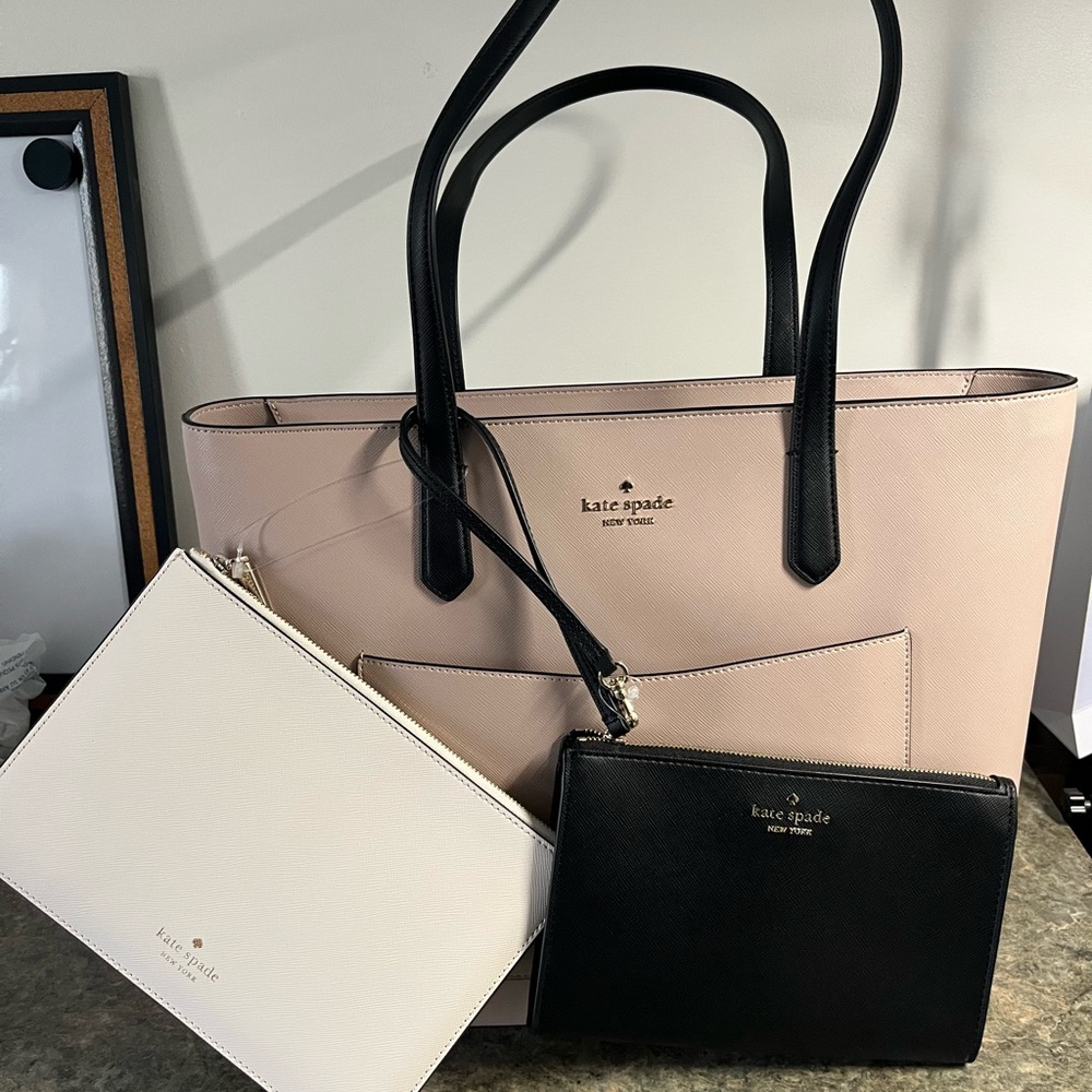 Kate Spade Black and Beige Tote Set Collection
